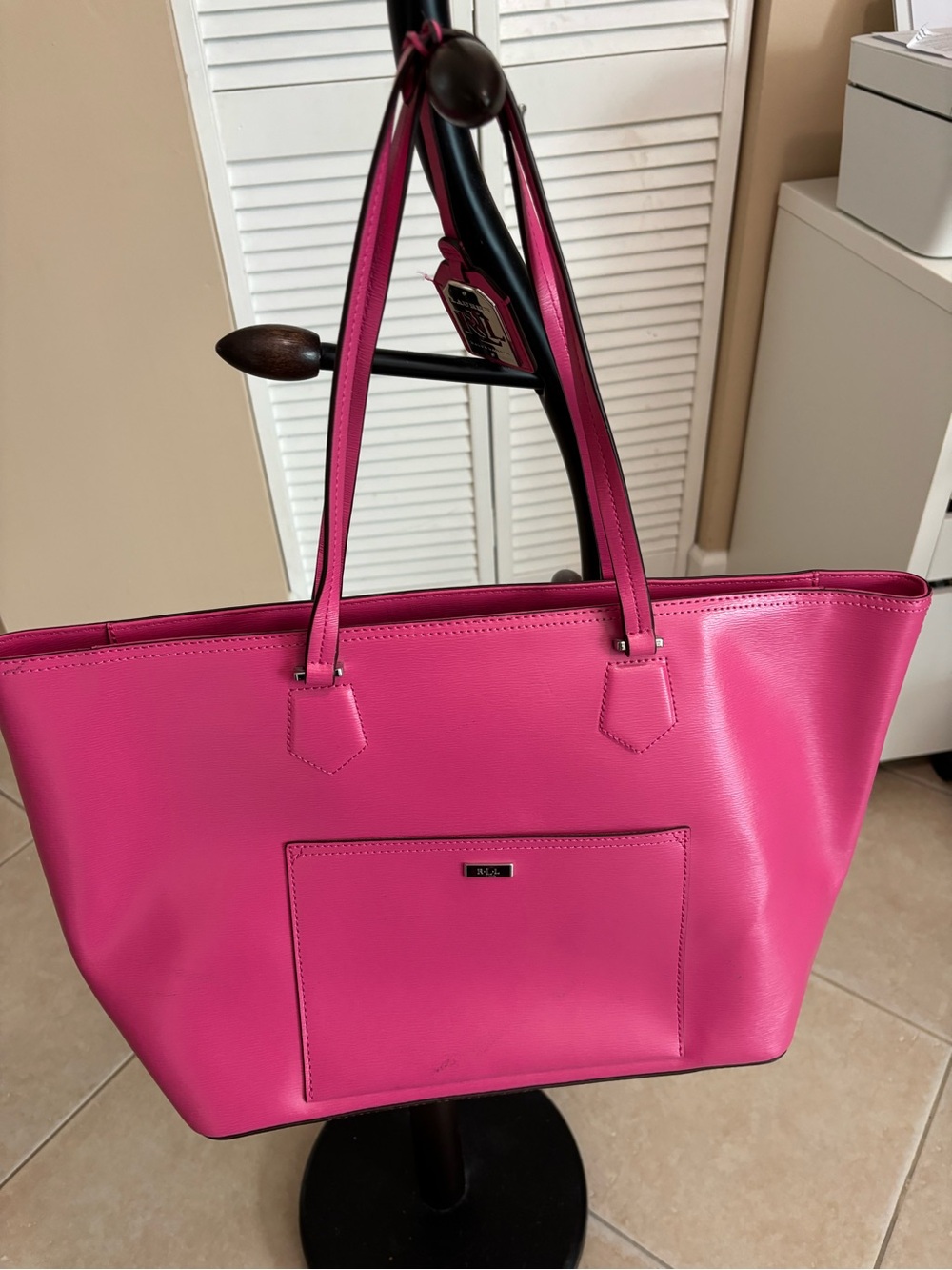 Ralph Lauren Hot Pink Leather Tote